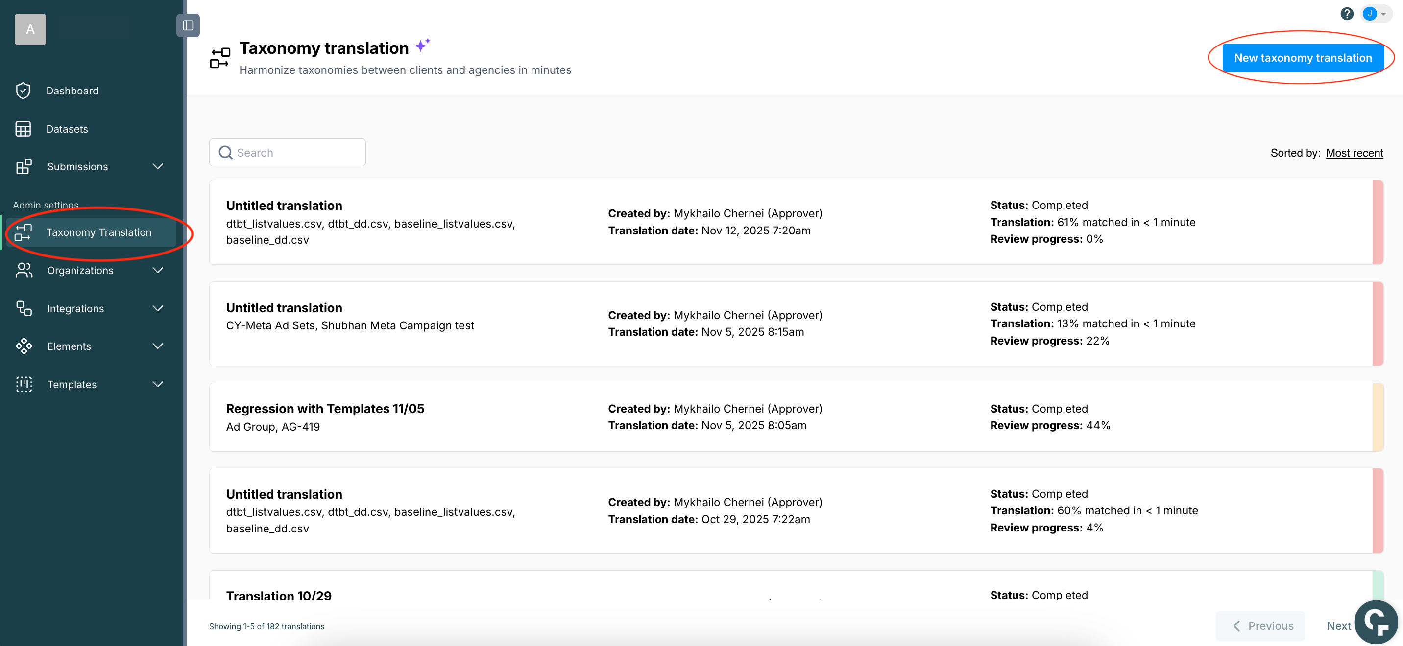 Taxonomy Translation – Claravine Support